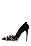 Women's Black Thin Heel Suede Leather Stiletto | Derimod