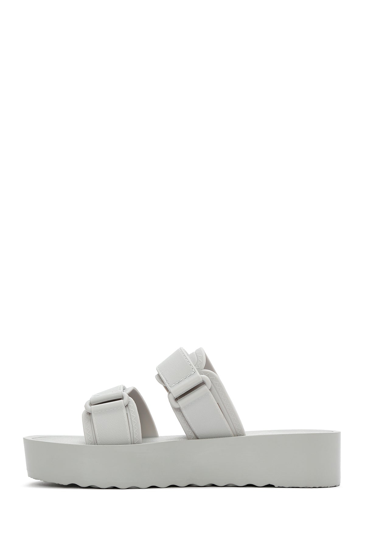 Kadın Gri Bantlı Kalın Tabanlı Jelly Terlik