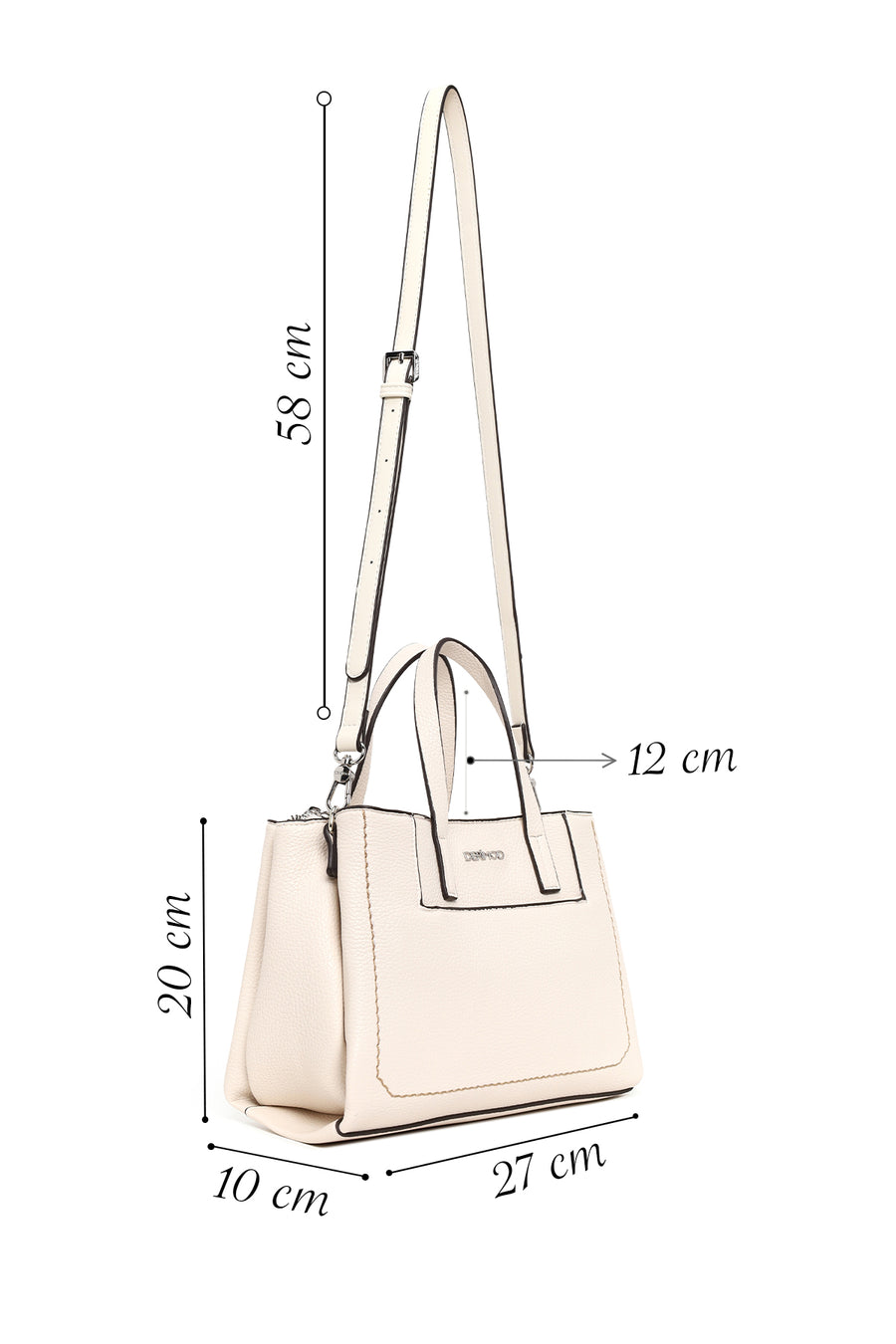 Woman Cream Long-Strap Shoulder Bag