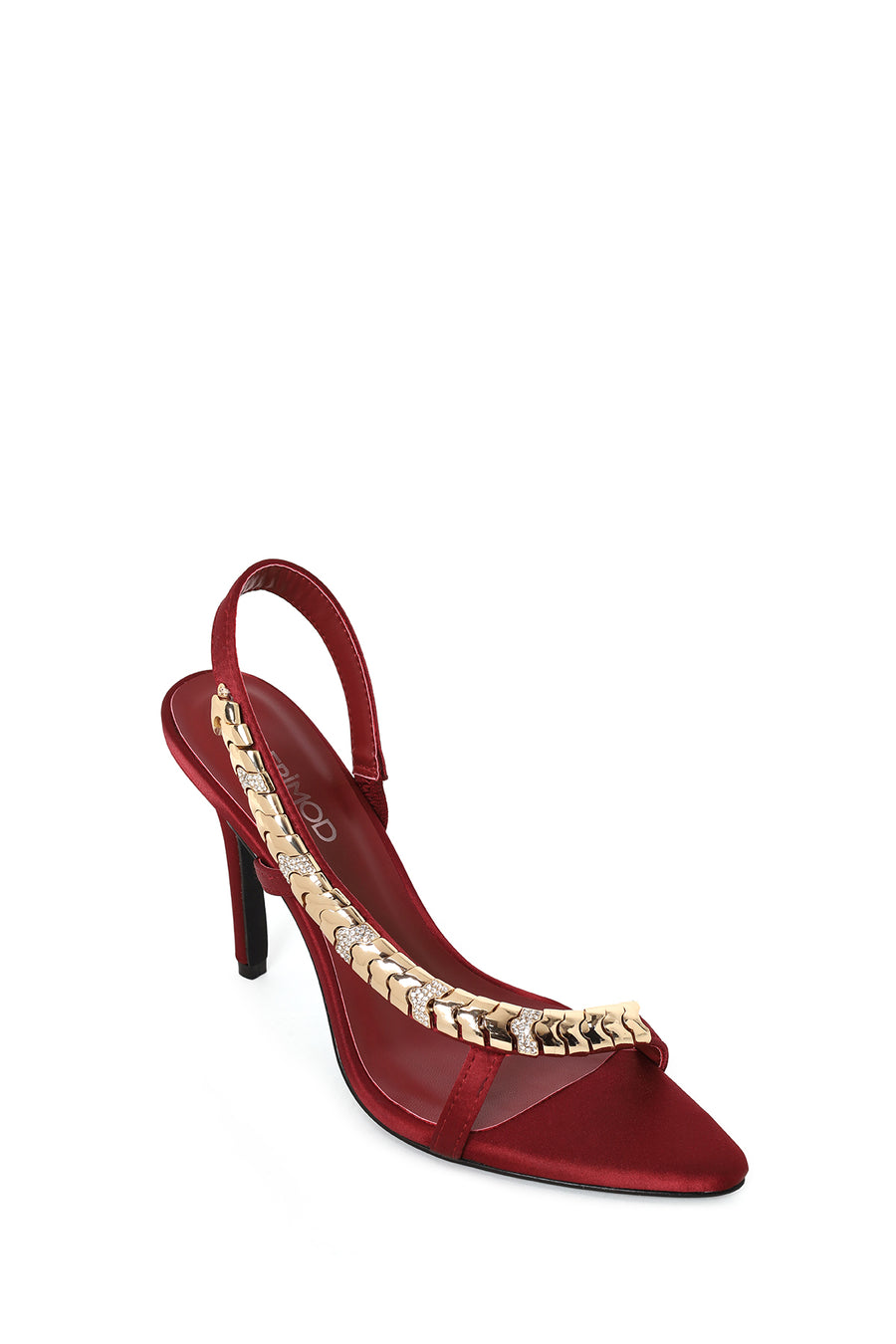 Woman Burgundy Embellished High Stiletto-Heel Sandal