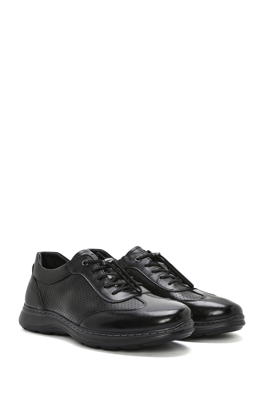 Men's Black Lace-up Leather Casual Shoes