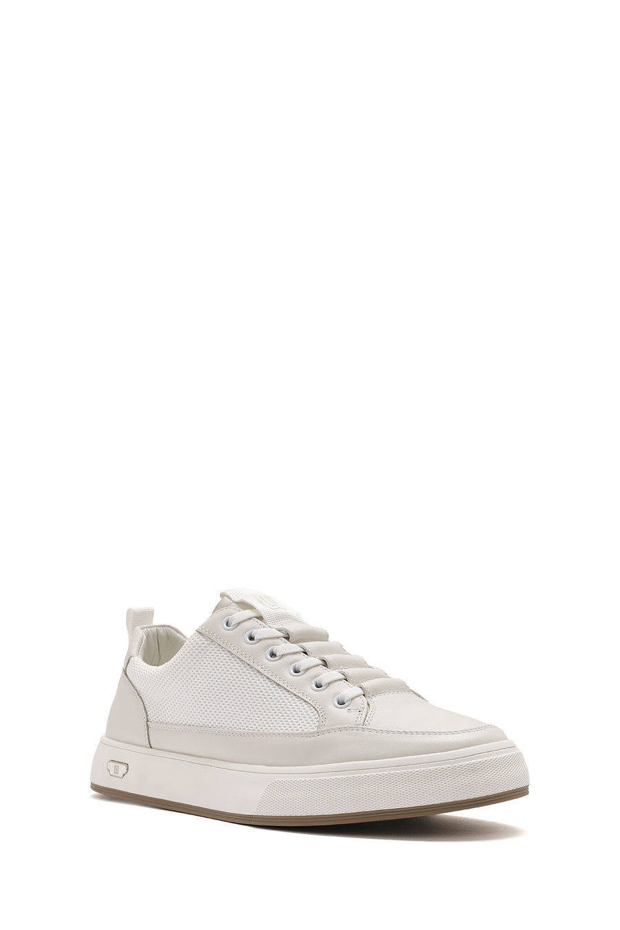 Men's White Lace-up Leather Sneaker