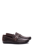 Erkek Kahverengi Deri Baskılı Casual Loafer | Derimod