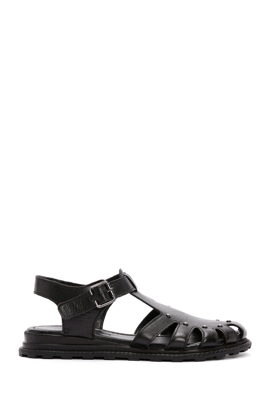 Women's Black Ankle Strap Leather Sandals 25SFD350218 | Derimod