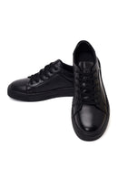 Erkek Siyah Bağcıklı Deri Sneaker | Derimod