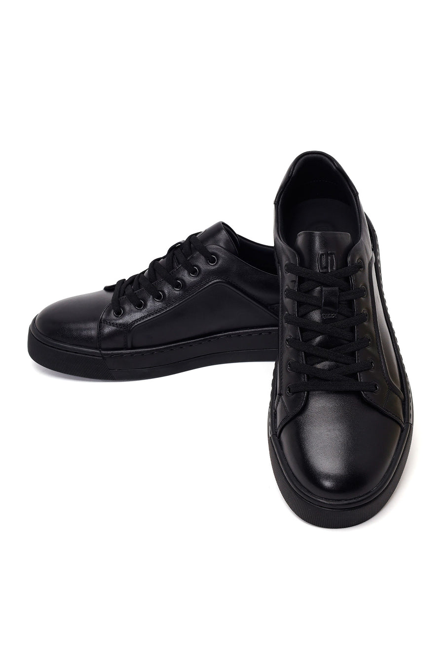 Erkek Siyah Bağcıklı Deri Sneaker