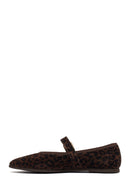 Woman Brown Leopard Patterned Buckled Suede Leather Ballet Flat | Derimod