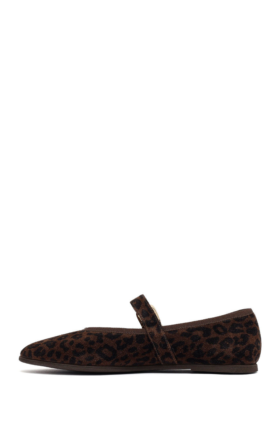 Woman Brown Leopard Patterned Buckled Suede Leather Ballet Flat