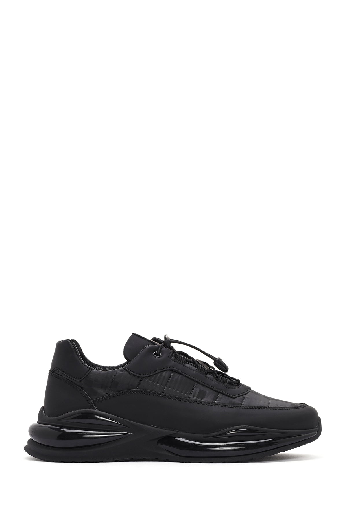 Men's Black Lace-up Thick-Sole Leather Sneaker 25SFD640914 | Derimod