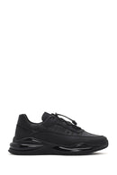 Men's Black Lace-up Thick-Sole Leather Sneaker | Derimod