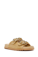 Women's Beige Straw Slippers | Derimod