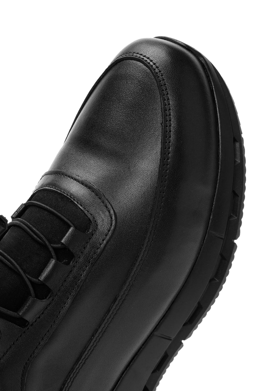 Men's Black Lace-up Leather Sneaker