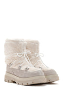 Women's Beige Plush Suede Leather Boots | Derimod