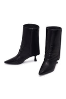 Woman Black Heeled Leather Boots | Derimod