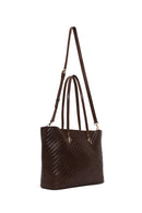 Woman Brown Long-Strap Braided Shoulder Bag | Derimod