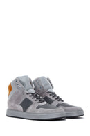 Men's Gray Leather High Top Sneaker | Derimod