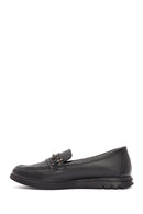 Women's Black Buckle Detailed Leather Comfort Loafer | Derimod