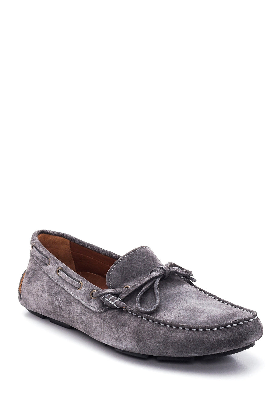 Erkek Gri Süet Deri Casual Loafer