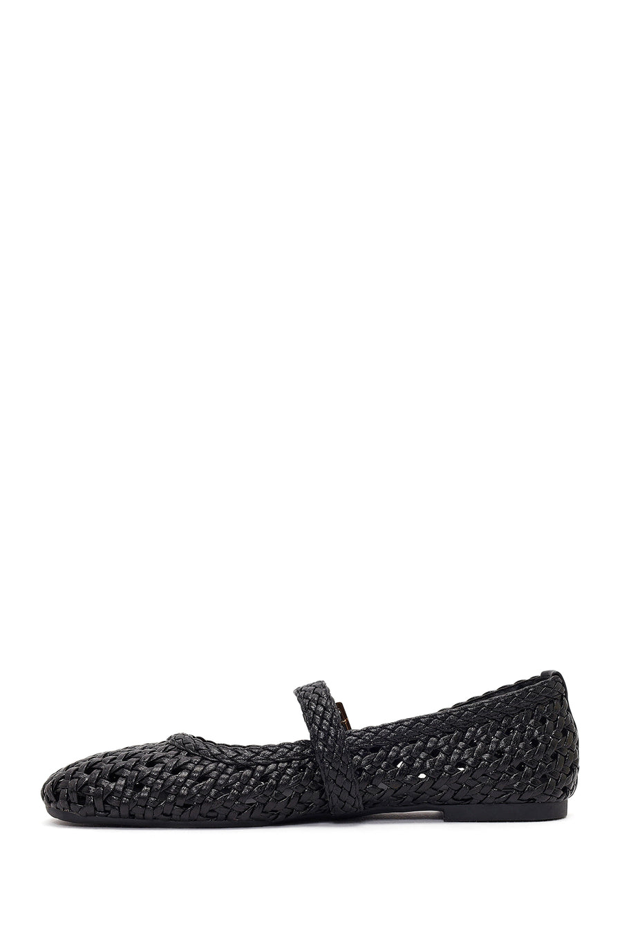 Woman Black Buckled Braided Ballerine flats