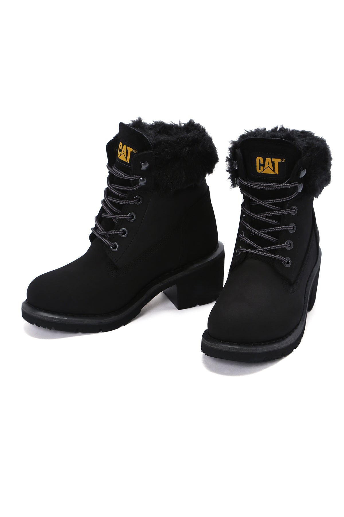 Caterpillar Kadın Siyah Nikki Kalın Topuklu Nubuk Deri Postal Bot