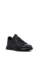 Erkek Siyah Bağcıklı Kalın Tabanlı Deri Casual Sneaker | Derimod