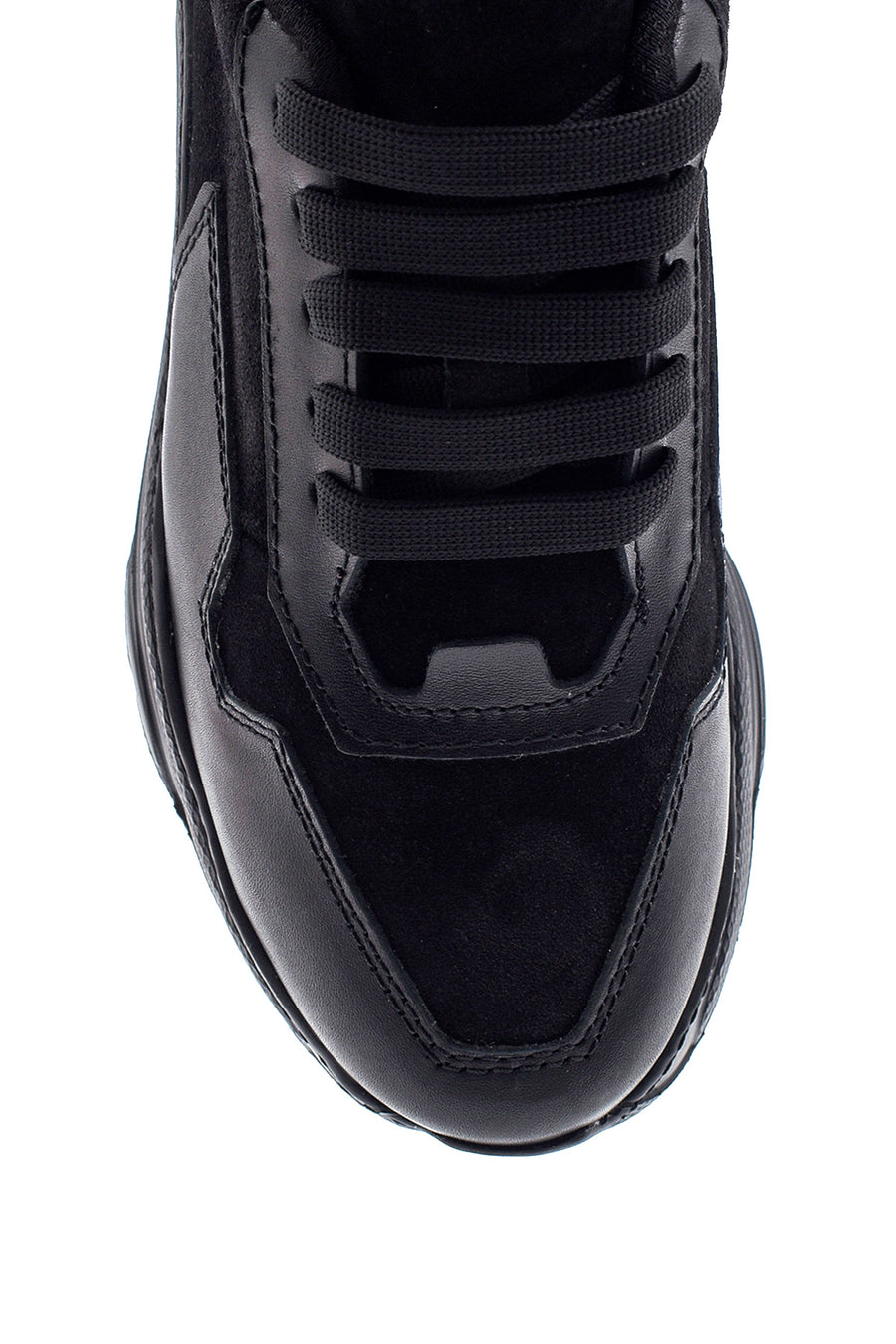 Kadın Siyah Deri Yüksek Taban Sneaker