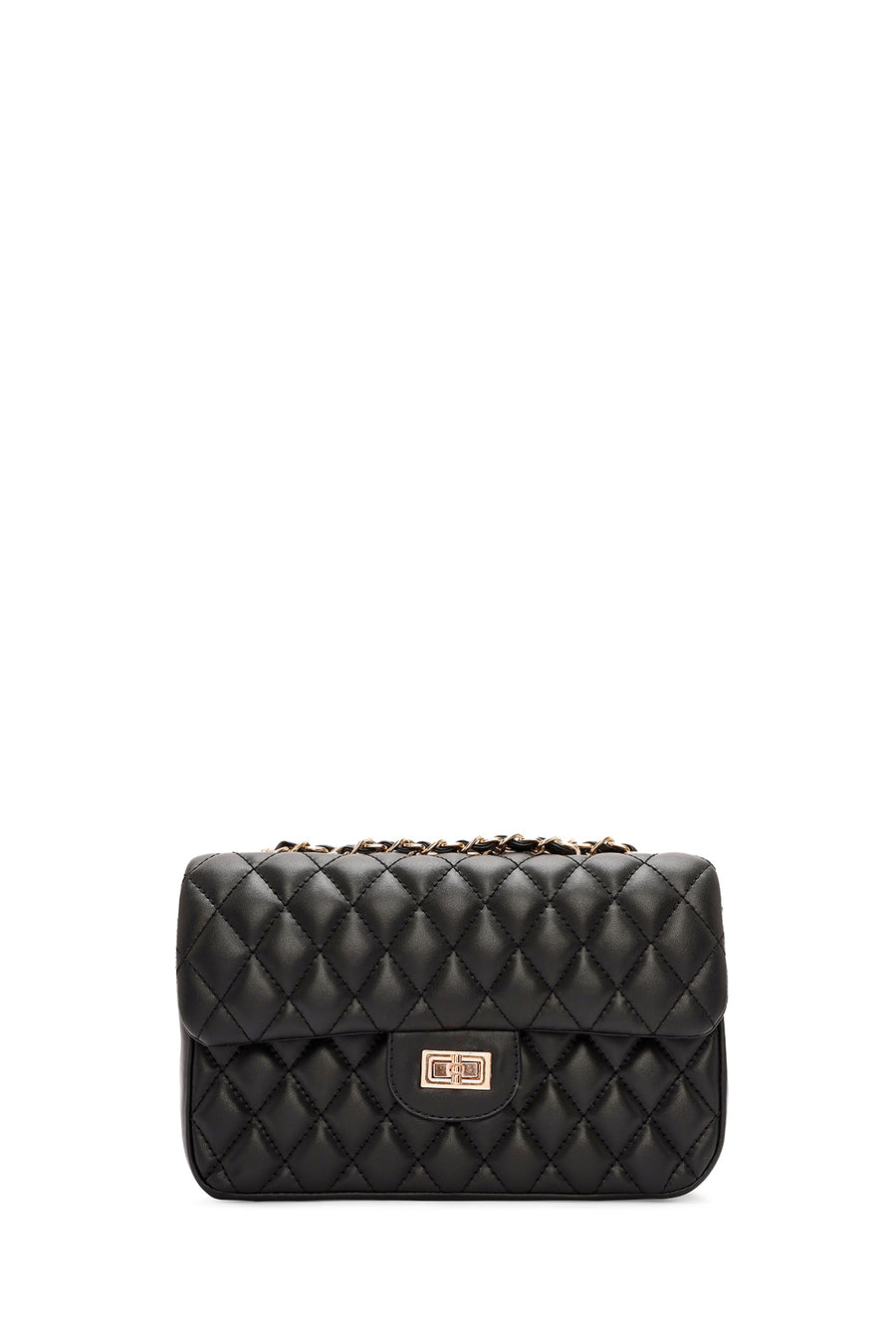 Women Black Long Strap Quilted Shoulder Bag