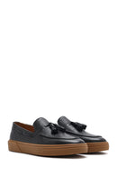 Men's Black Tasseled Leather Loafer | Derimod