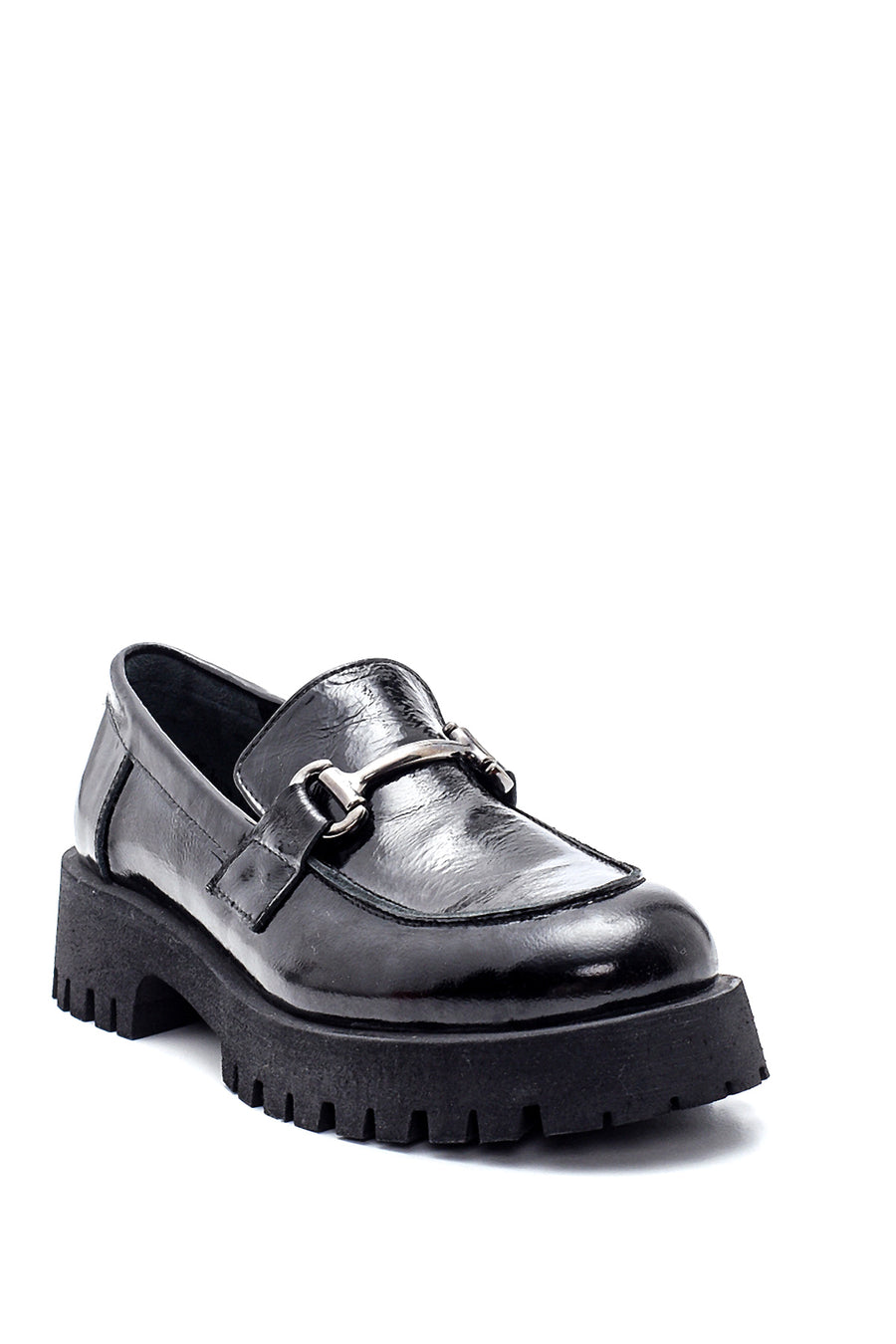 Kadın Deri Rugan Tokalı Loafer