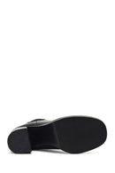 Women's Black Thick Heeled Leather Chelsea Boot | Derimod