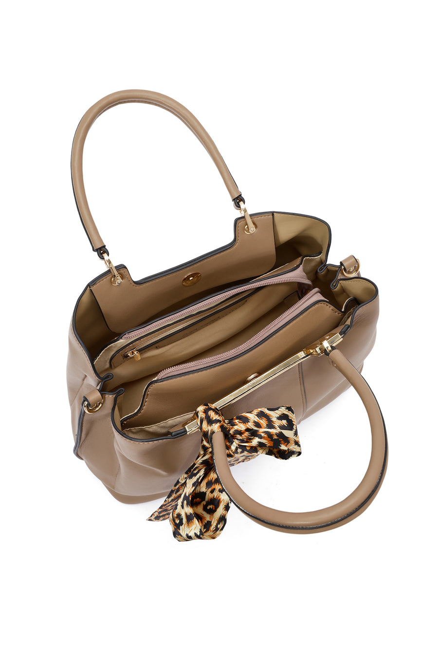 Women's Beige Long Strap Handbag with Accessory Detail
