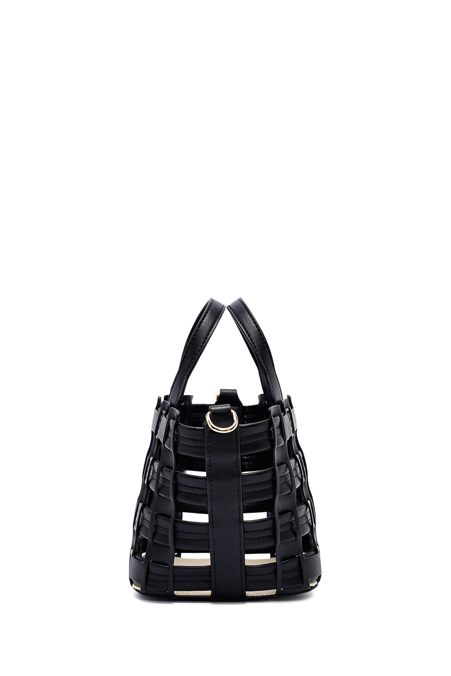 Woman Black Long Strap Knitted Shoulder Bag