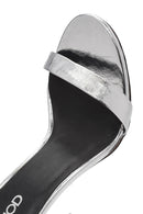 Women's Silver Ankle Strap High Thin Heel Leather Metallic Shoes | Derimod