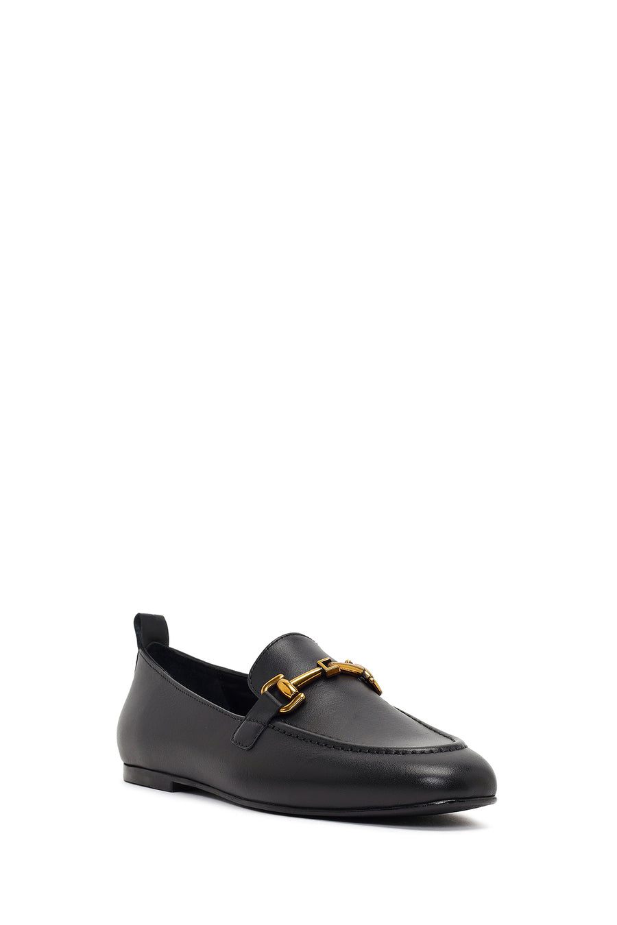 Women's Black Buckle Leather Loafer