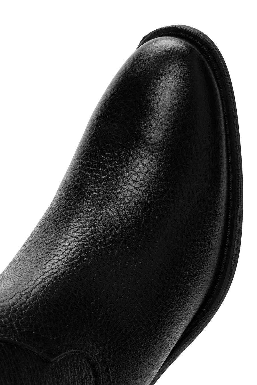 Woman Black Chunky Heels Leather Cowboy Boots