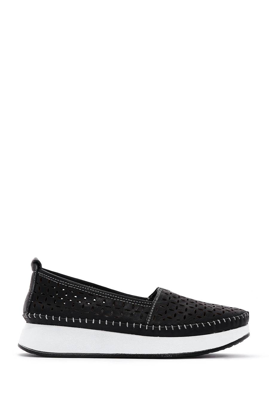 Kadın Siyah Kalın Tabanlı Deri Konfor Loafer 26PFD330118 | Derimod