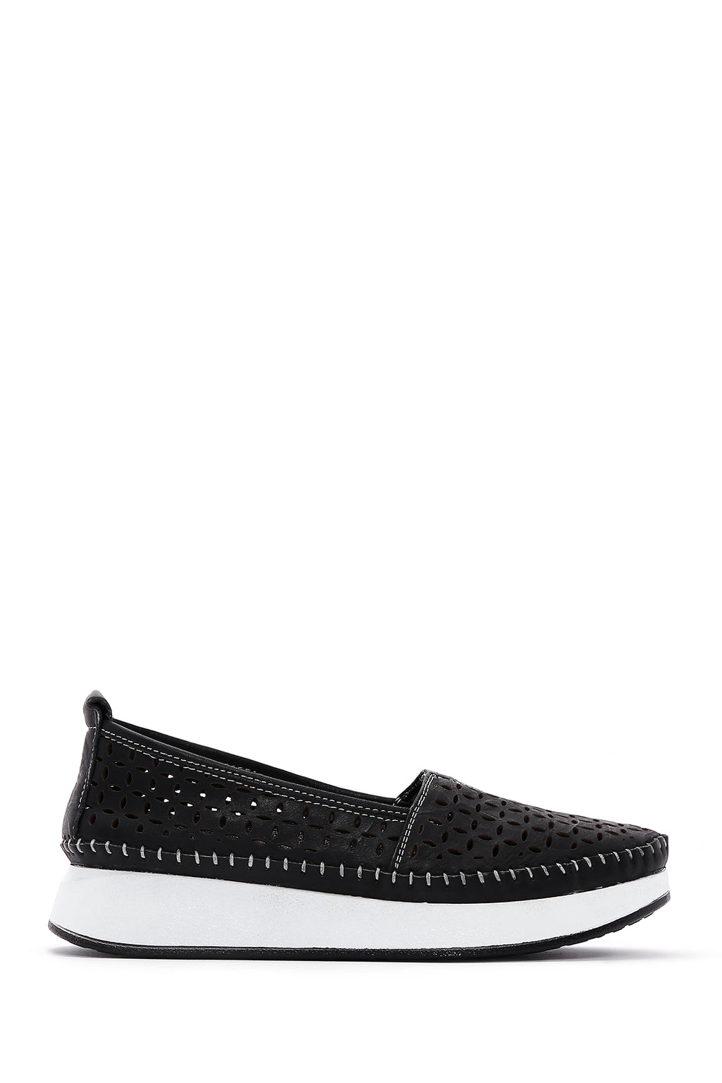 Kadın Siyah Kalın Tabanlı Deri Comfort Loafer