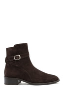 Women's Brown Zippered Suede Leather Boots | Derimod