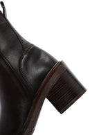 Women's Brown Leather Zippered Heeled Boots | Derimod