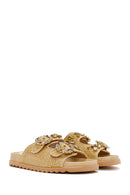 Women's Beige Straw Slippers | Derimod