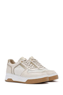 Women's Beige Lace-up Thick-Sole Leather Sneaker | Derimod