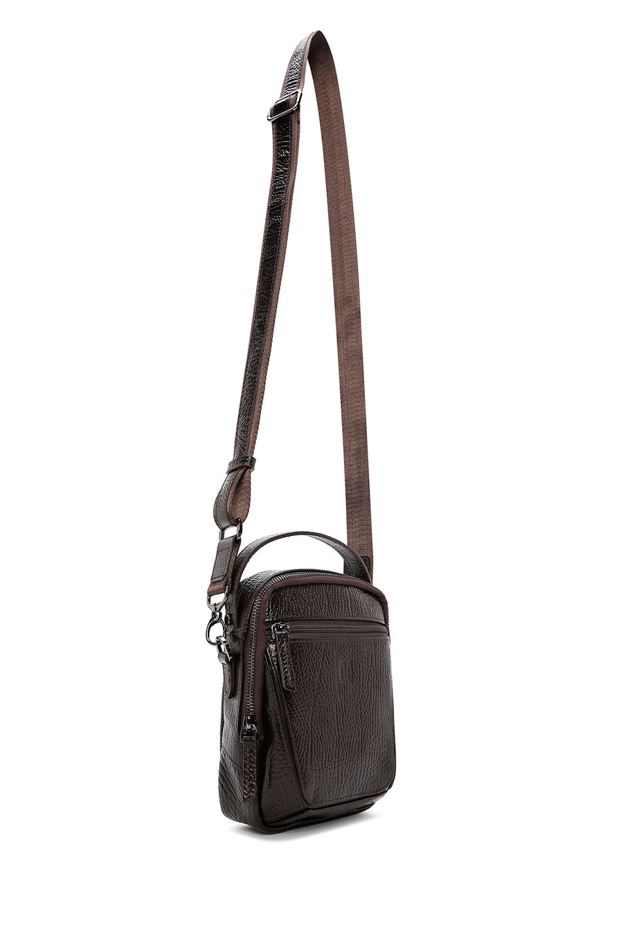 Men's Brown Leather Messenger Bag