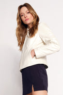 Adela Woman White Short Leather Jacket | Derimod