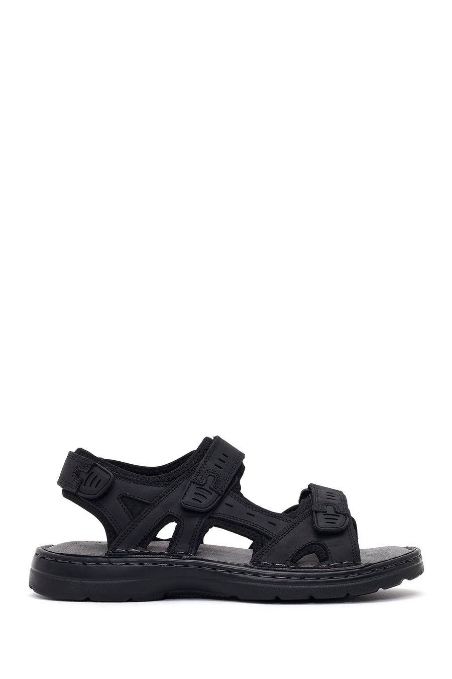 Men's Black Double Strap Leather Sandals 26SFD694118 | Derimod