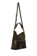 Woman Khaki Long-Strap Suede Shoulder Bag | Derimod