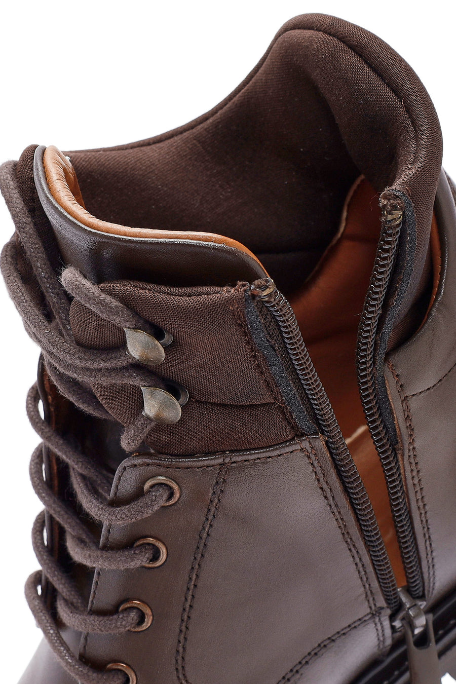Men's Brown Zippered Leather Casual Boots