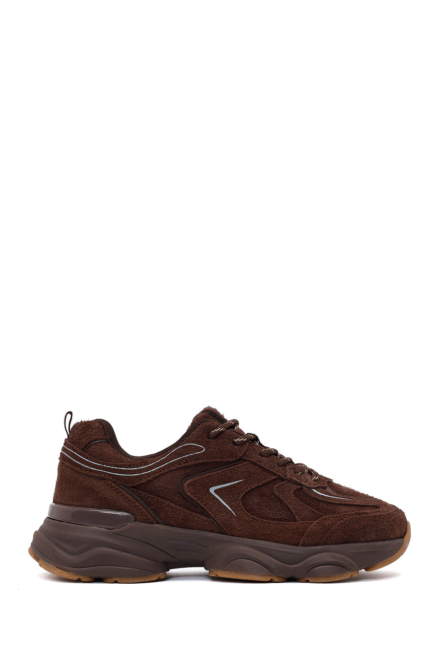 Kadın Kahverengi Bağcıklı Kalın Tabanlı Süet Deri Sneaker AF520013DS | Derimod