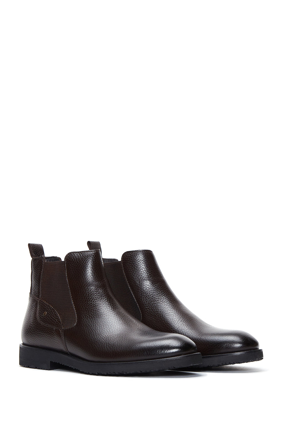 Men's Brown Leather Chelsea Flat Boots