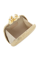 Women's Gold Chain Strap Mini Box Woven Evening Bag | Derimod