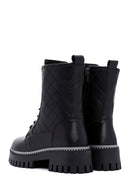 Women's Black Thick Soled Leather Boots | Derimod